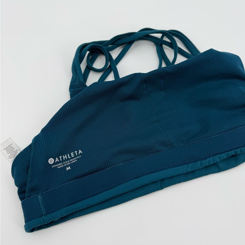 Athleta Hyper Focused Strappy Back Sports Bra in Teal | Medium - Picture 6 of 7